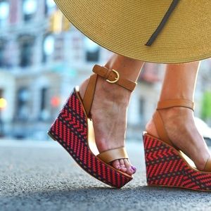 Coach platform wedges leather  size 8.5